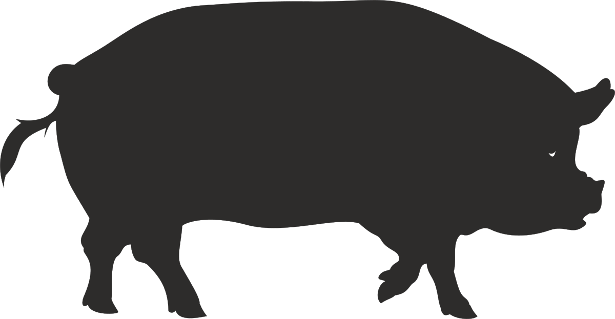 Black and White Pig Silhouette Clipart for Creative Projects
