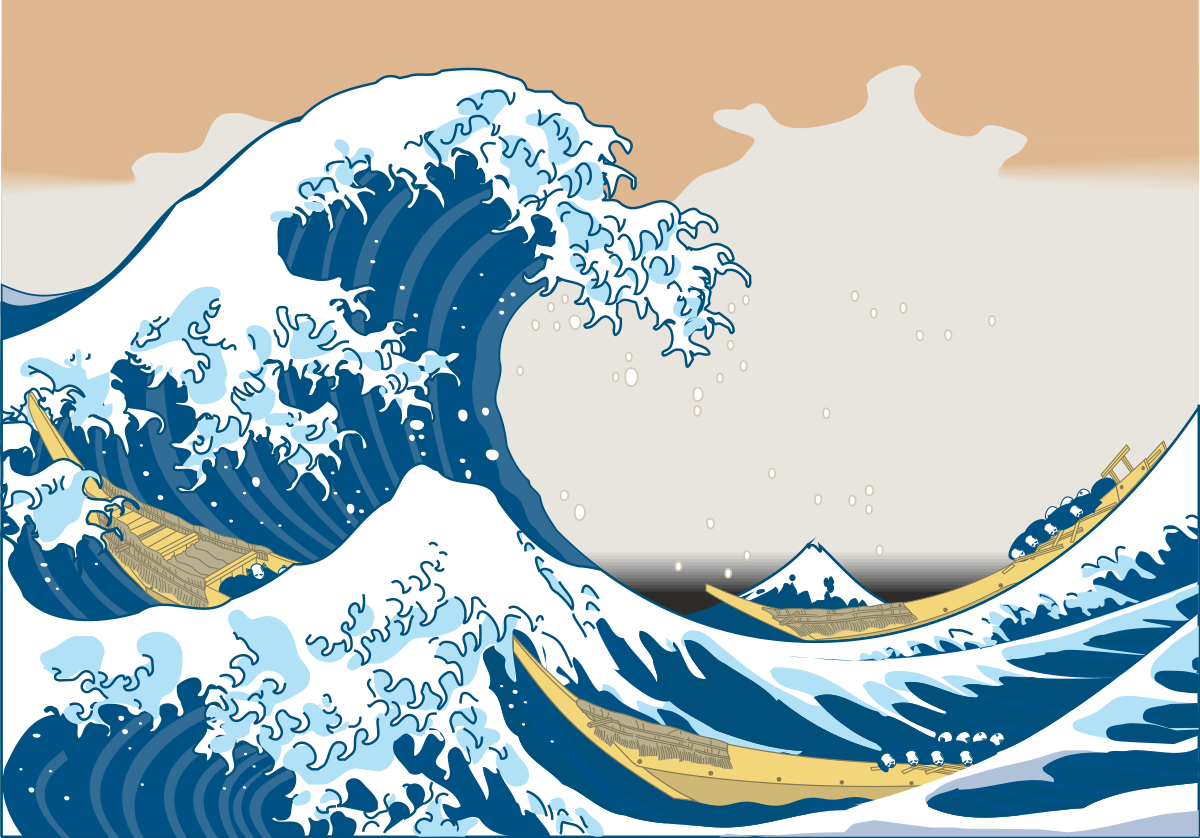 a large wave with a boat in the middle clip art png transparent Large Wave with Boat Clipart - Dynamic Ocean Scene