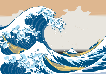 Large Wave with Boat Clipart - Dynamic Ocean Scene