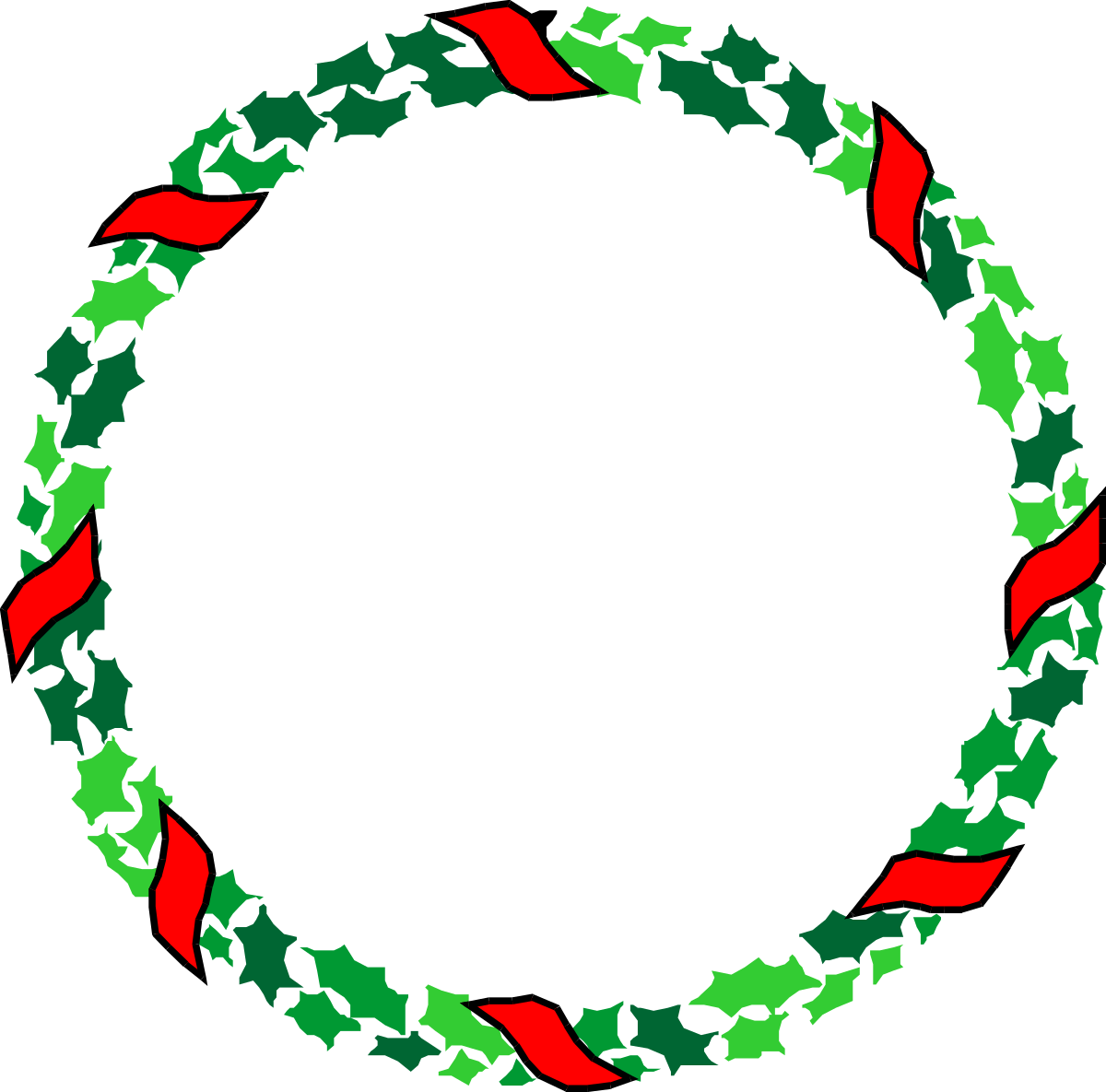 a circle with red and green leaves clip art png transparent Holly Wreath Borders for Holiday Celebrations - Clipart SVG