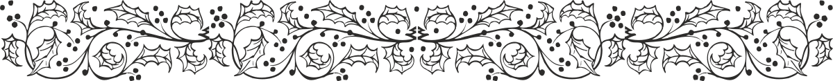 Elegant Border Design with Holly and Plant Motifs - Black and White Clipart