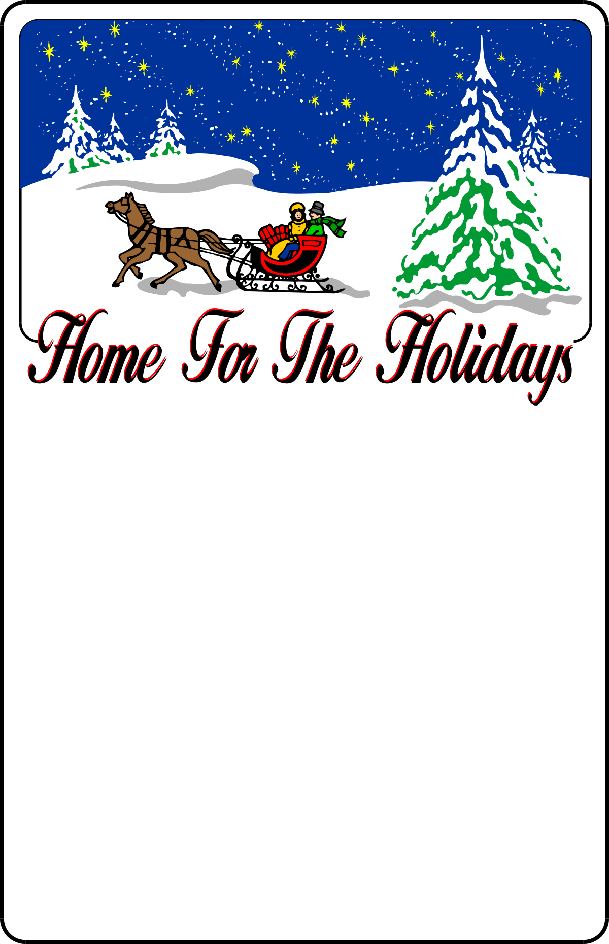 Christmas Card Clipart: Santa Sled Adventure Scene