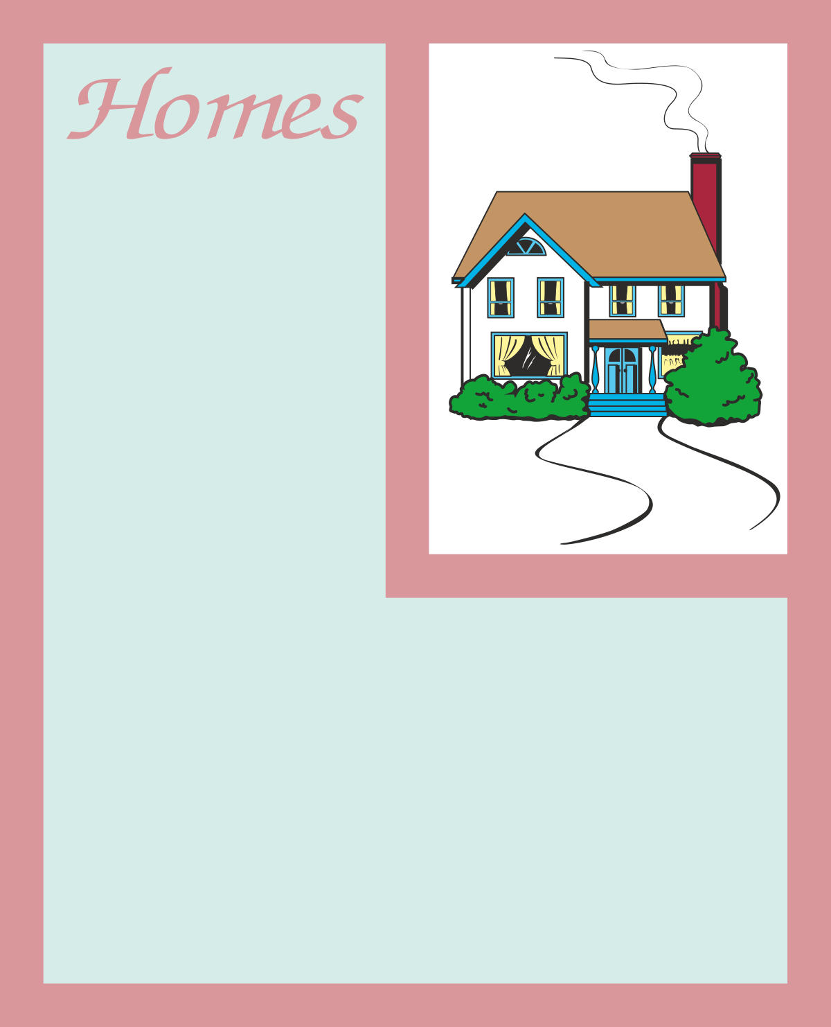 Charming House Clipart with Chimney - Business Borders and 3G Graphics