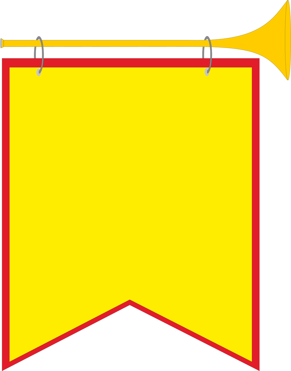 Borders and Frames: Vibrant Yellow and Red Horn Flag Clipart
