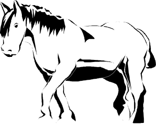 Horse Silhouette on Black Background - Elegant Clipart Design