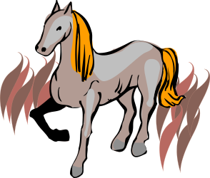 Horse with Yellow Mane Standing in Grass - Vibrant Clipart