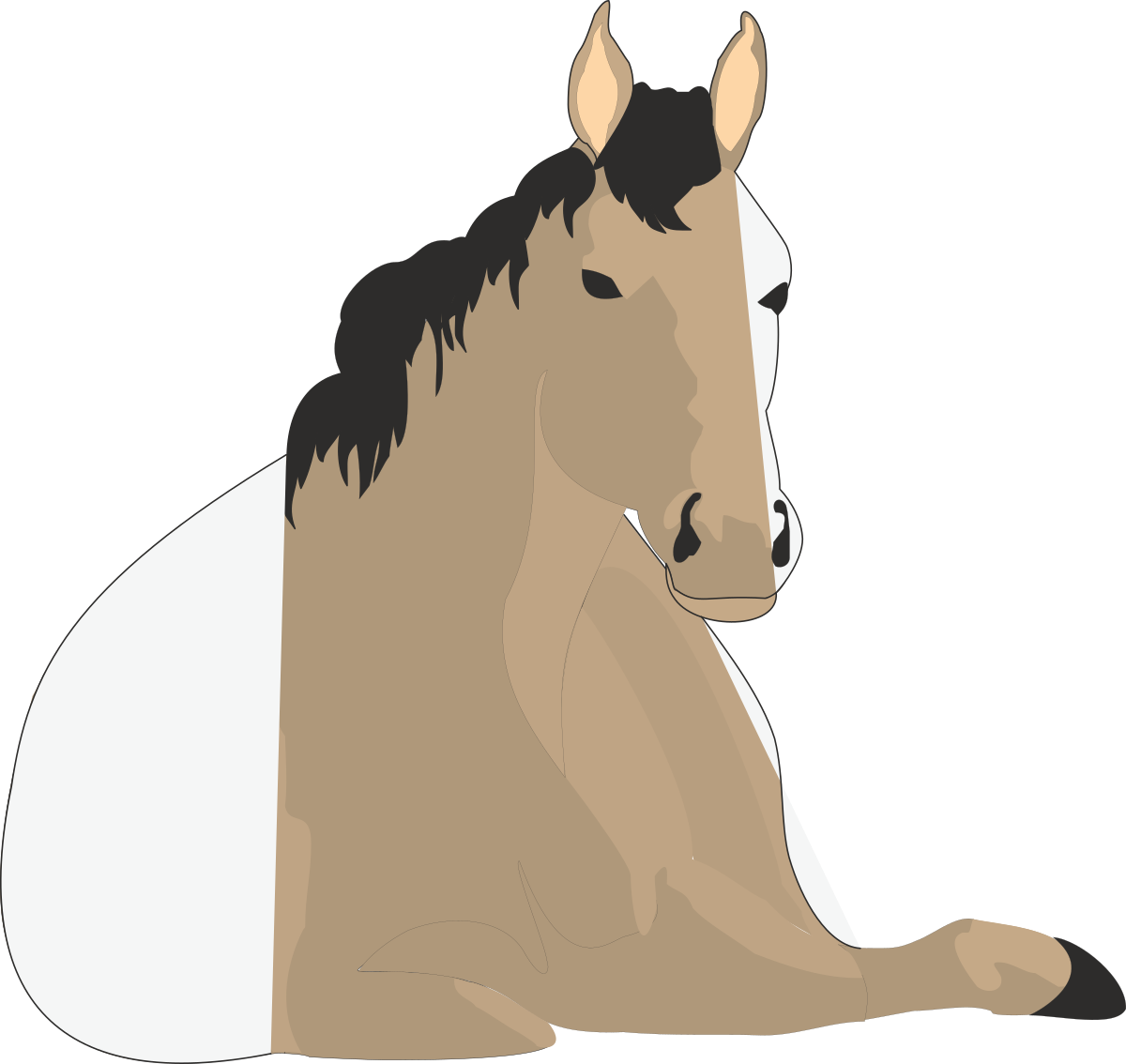 Horse Sitting Down on the Ground - Charming Clipart Collection