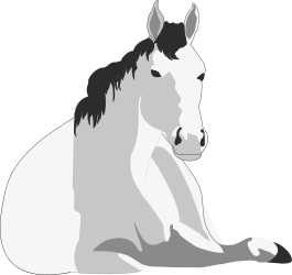 White Horse Sitting on Ground Clipart - Elegant Equine Illustration