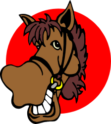 Horse with Open Mouth and Red Circle Background Clipart