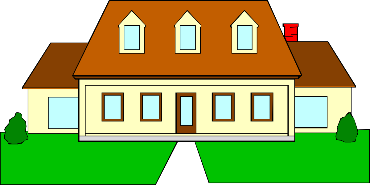 Charming House with Red Roof and Two Windows Clipart