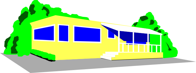 House with Blue and Yellow Roof Clipart - Vibrant Home Illustration
