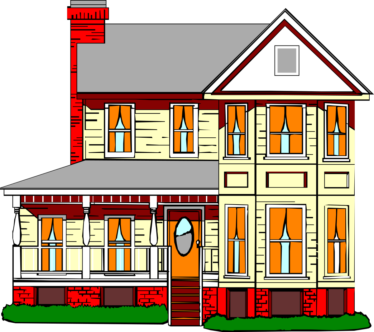 a house with a chimney and a chimney clip art png transparent House with Chimney Clipart - Cozy Home Illustration