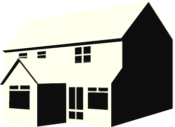 Black and White House Clipart with White Roof for Creative Projects