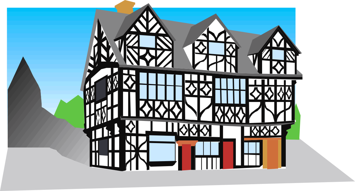 Black and White House with Red Door Clipart for Creative Projects