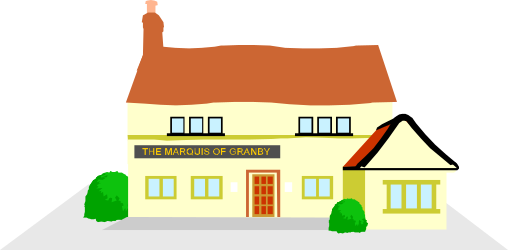 House Clipart: The House of Ray with Signage