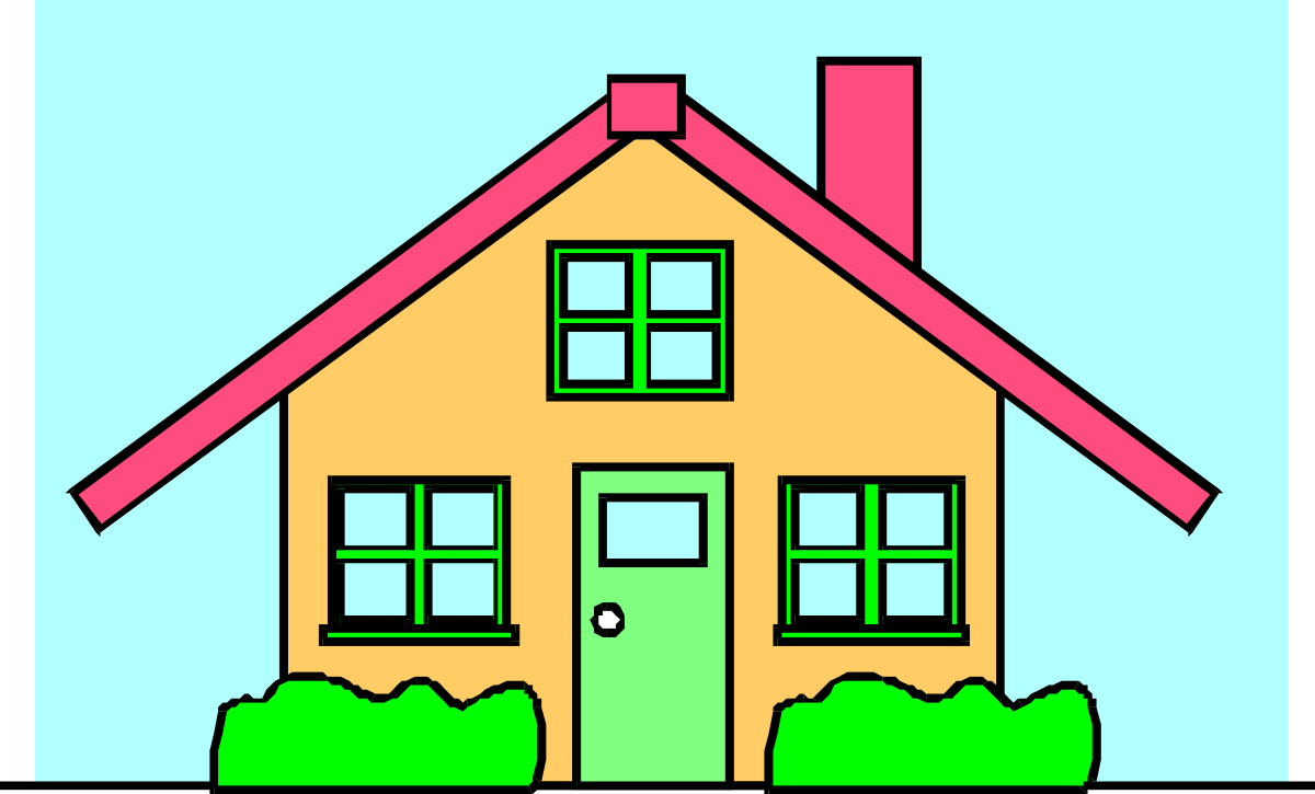 Charming House with Green Door and Pink Roof Clipart