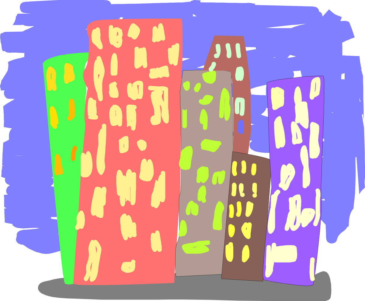 Cityscape Clipart: Vibrant Buildings and Urban Life