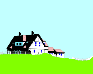 Charming House on a Hill with Fence Clipart