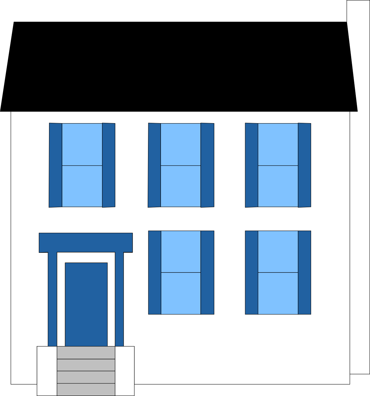 Charming House with Blue Windows and White Door Clipart