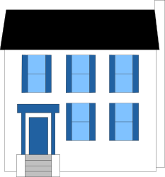 Charming House with Blue Windows and White Door Clipart