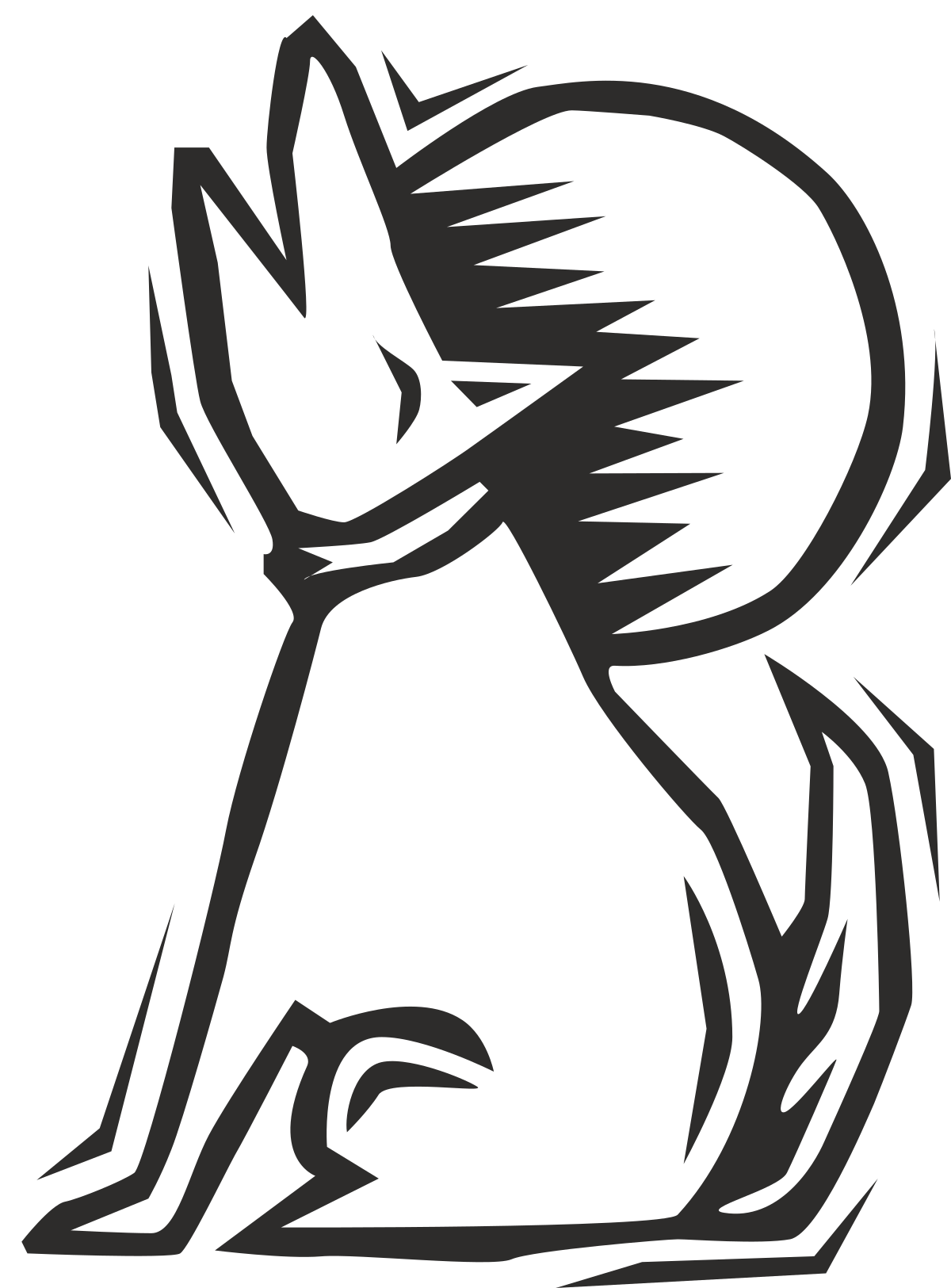 White Fox Sitting with Tail Up - Enchanting Wildlife Clipart