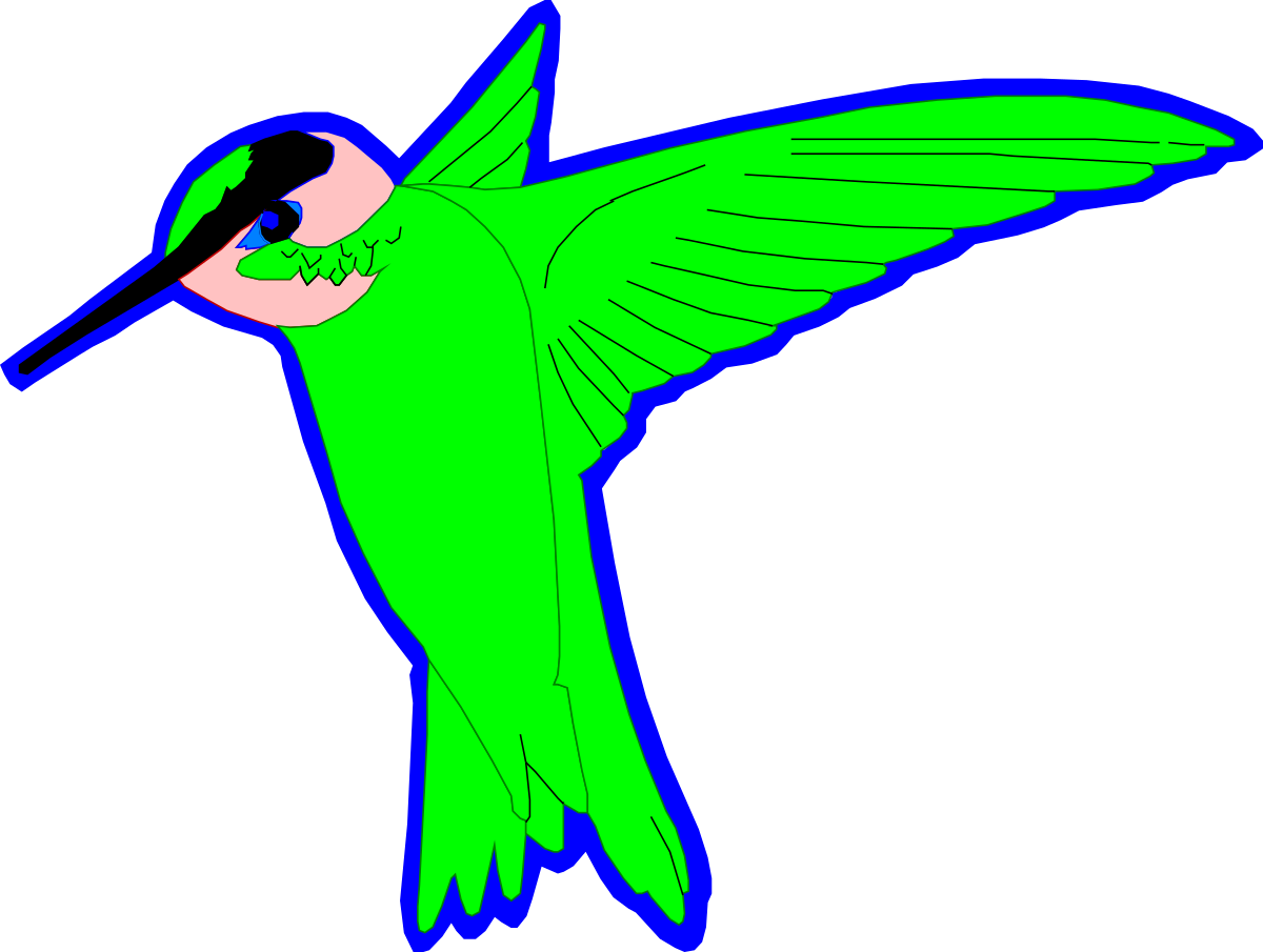 Green Bird with Black Beak - Vibrant Nature Clipart