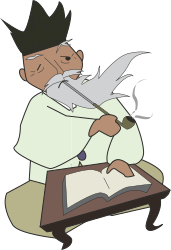 Man with Book and Pipe Clipart - Vintage Style Illustration for Creative Projects