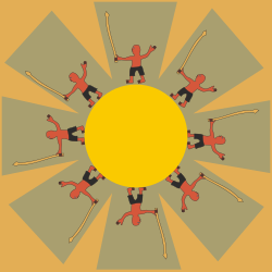 Dancing People Around Yellow Circle Clipart