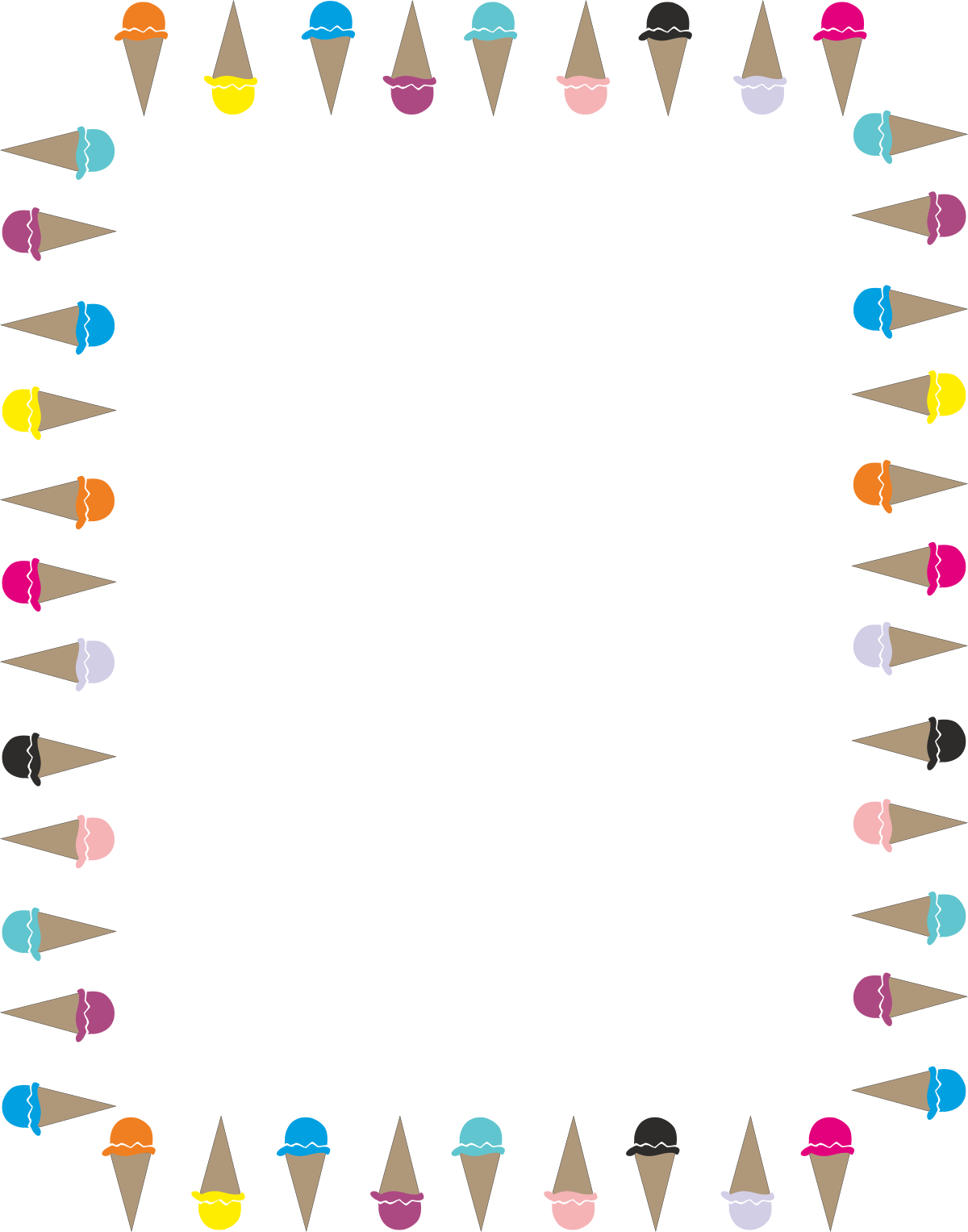 Borders and Leisure: Vibrant Ice Cones Clipart for Creative Projects