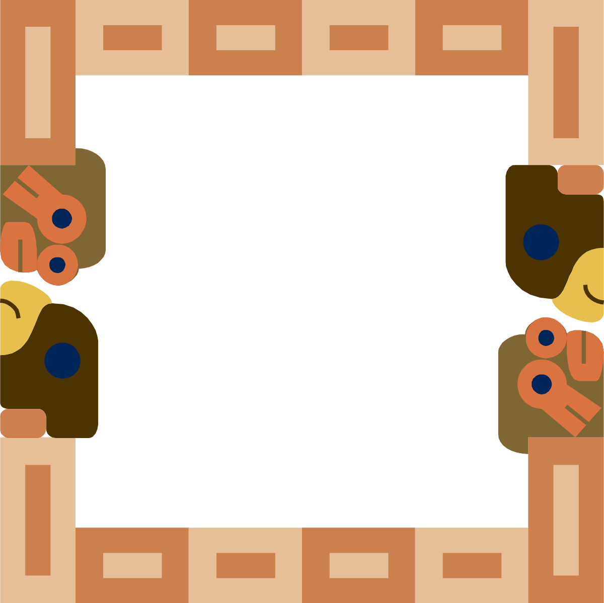 Inca-Themed Square Frame with Couple Clipart for Creative Borders