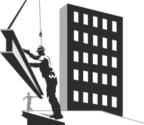 Man Hanging on the Side of a Building Clipart - Unique Urban Scene