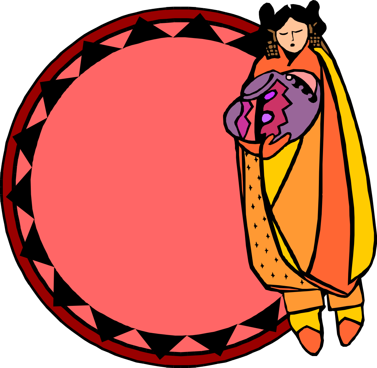 Borders and People: Indian Woman in Sari Holding Baby Clipart