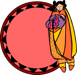 Borders and People: Indian Woman in Sari Holding Baby Clipart