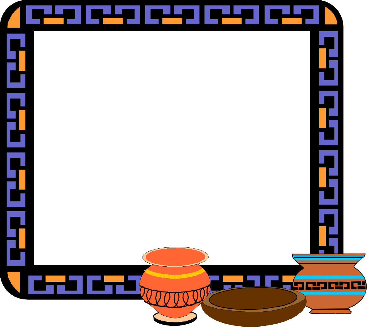 BORDERS & FRAMES: Elegant Indian-Inspired Clipart with Bowl and Food
