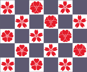 Checkered Pattern Clipart with Red and White Flowers