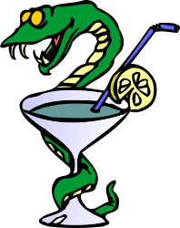 Green Snake on Martini Clipart - Unique and Eye-Catching Design