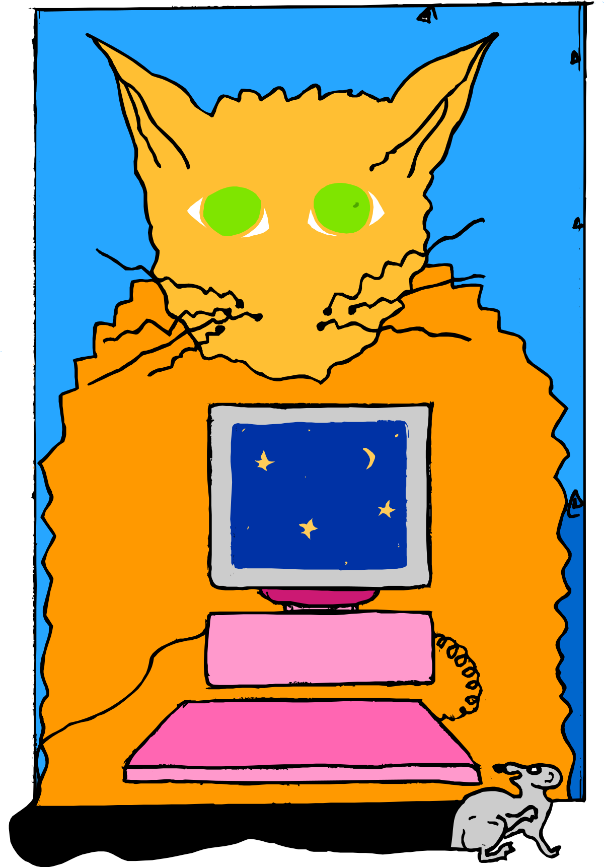 Cat Sitting on Bed with Laptop - Charming Clipart for Creative Projects