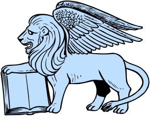 Winged Lion Holding Book - Majestic Clipart Illustration