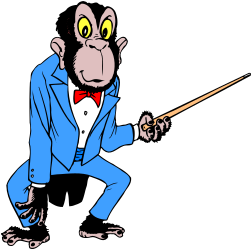 Cartoon Monkey in a Suit and Tie with Pointer Clipart
