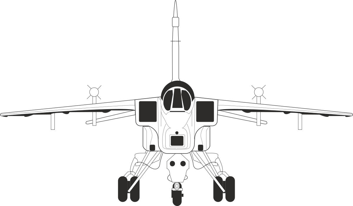 Fighter Jet Clipart - Bold Black and White Aircraft Illustration