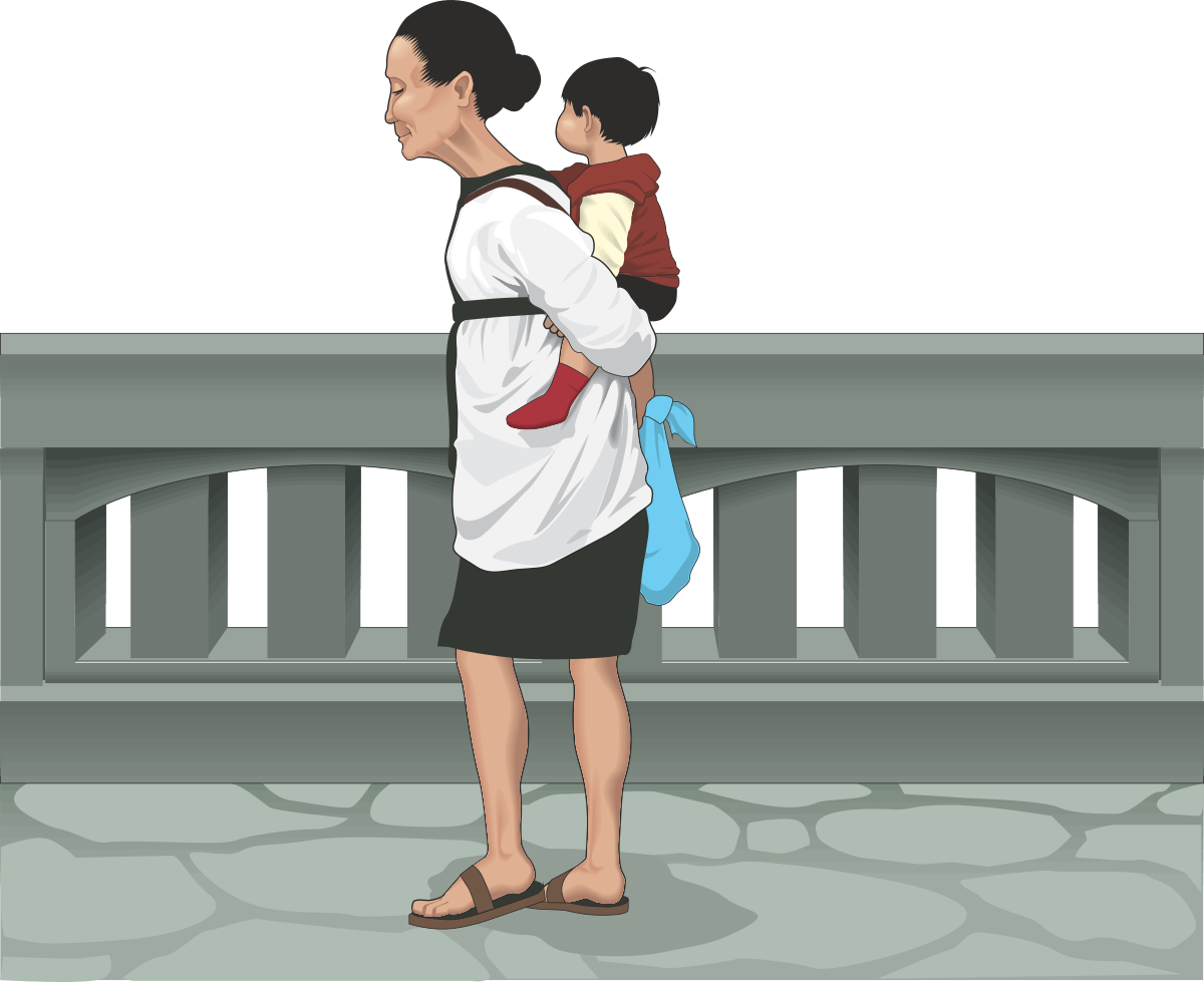 a woman carrying a child on her back clip art png transparent Woman with Child on Back Clipart - Embrace Family and Nurturing Moments