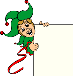 Borders of Fun: Cartoon Elf Holding a Sign - Clipart for Leisure & Celebration