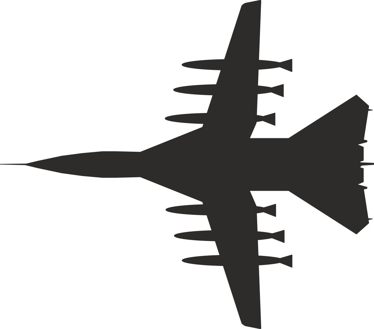 Fighter Jet Silhouette Clipart - Iconic Black and White Design