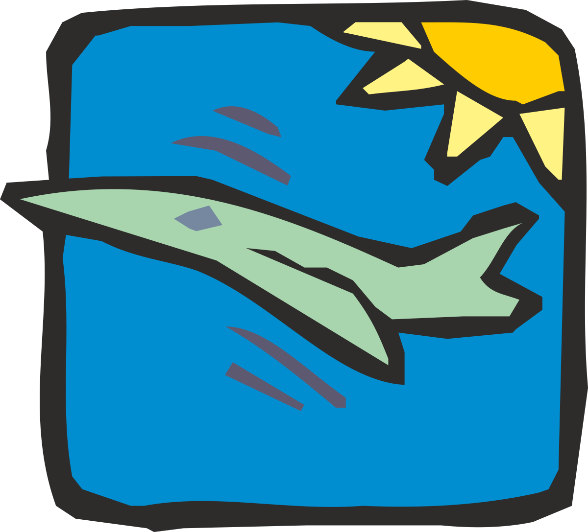 Plane Flying in the Sky with Radiant Sun Behind - Stunning Clipart