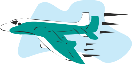 Green Airplane Flying Through the Sky Clipart Illustration