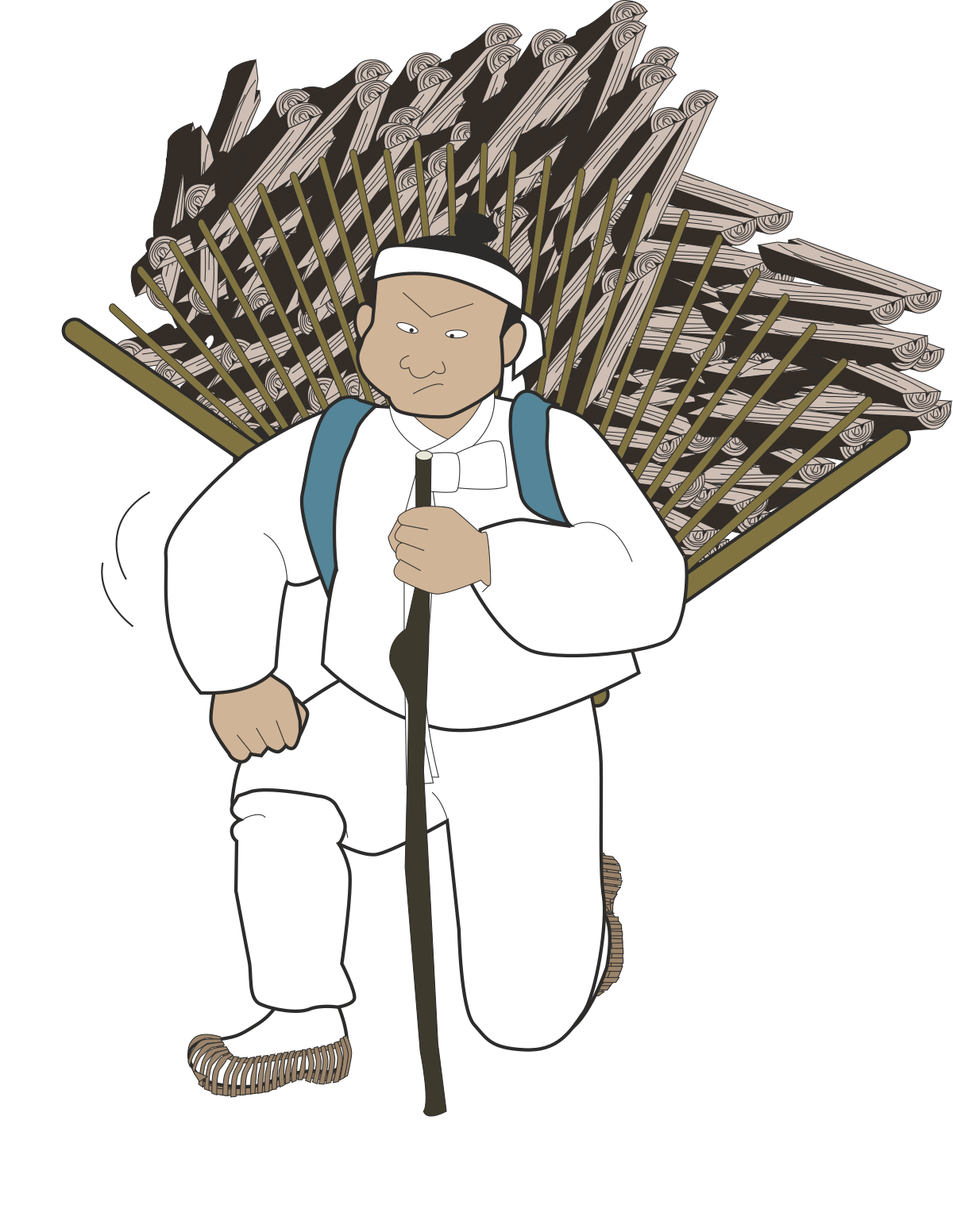 Man Carrying Tools on Back - Essential Clipart for Construction and DIY Projects