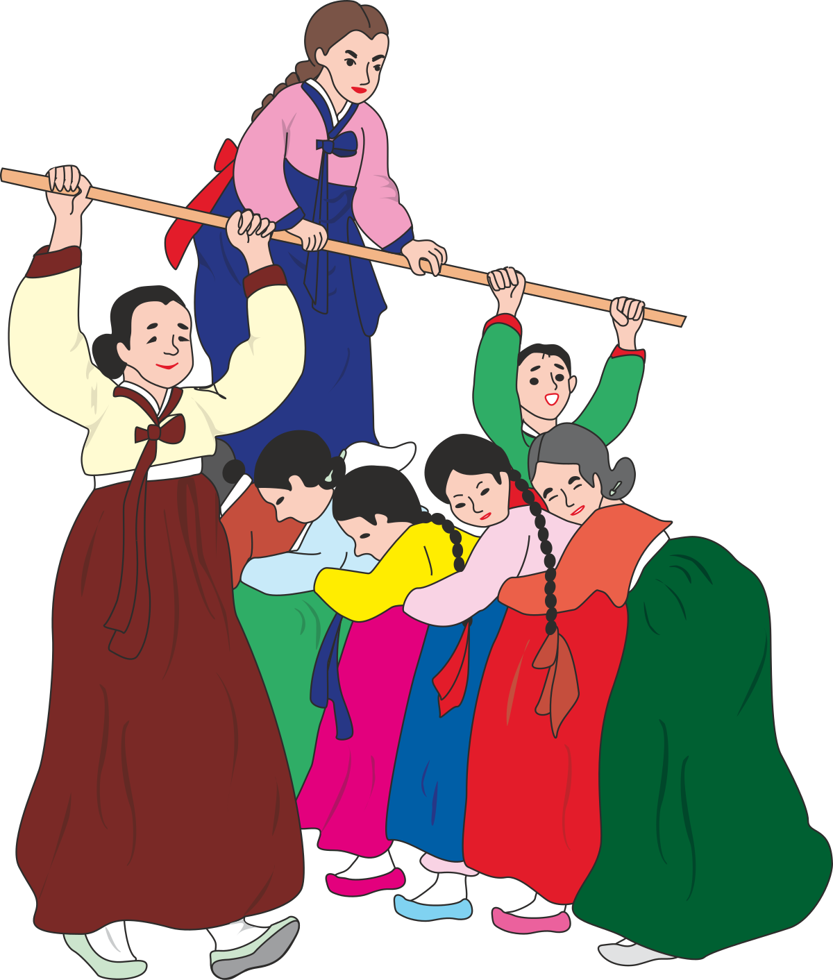 Traditional Clothing Group Clipart - Cultural Heritage Illustrations