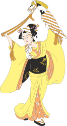 Kimono Costume Clipart - Elegant Woman in Traditional Attire