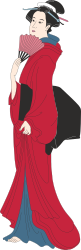 Red Kimono Woman Clipart - Elegant Traditional Fashion Illustration