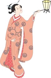 Woman in Traditional Kimono Clipart - Elegant Japanese Fashion Design